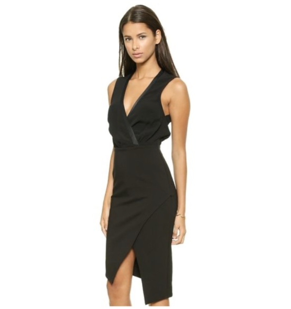 Bec & Bridge Black Faux Wrap Asymmetrical Dress Womens Size 4